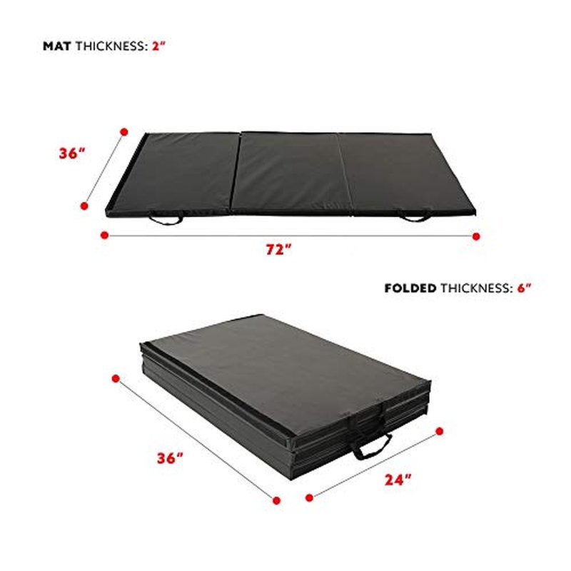 Sunny Health & Fitness Tri-Folding & Puzzle Exercise Mats ? Extra Thick, Durable, Non-Slip, Water-Resistant Cushioning for Home Gym, Yoga, MMA, Gymnastics, Cardio, and Core Workouts