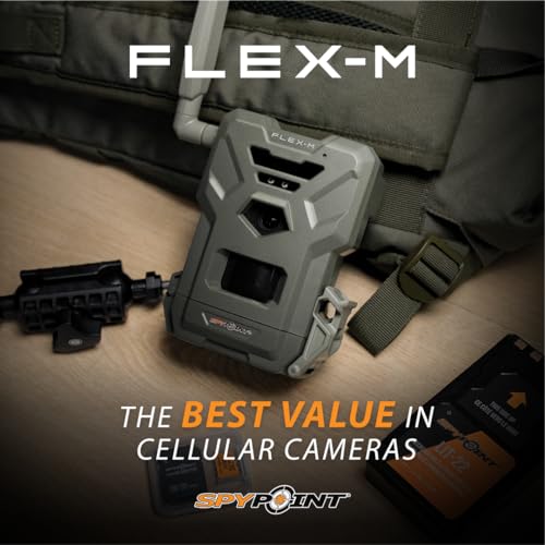 SPYPOINT Flex-M Solar Bundle - Cellular Trail Camera, Best Value in Hunting Accessories, No WiFi Needed & GPS-Enabled, Night Vision, Dual-Sim LTE Connectivity, IP65 Water-Resistant