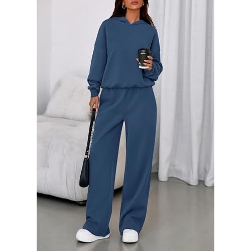 PRETTYGARDEN Womens Sweatsuits 2 Piece Set 2025 Casual Winter Long Sleeve Hoodie Loose Wide Leg Sweatpants Fall Tracksuit