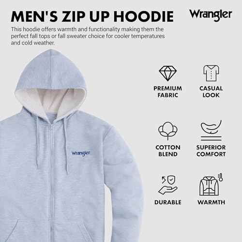 Wrangler Hoodies for Men Big and Tall - Sherpa Lined Zip Up Sweatshirt