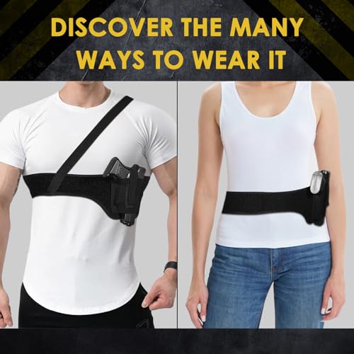 Shoulder Holster for Concealed Carry-Gun Holster for Women & Men Belly Band Holster Fits Glock, Smith Wesson, Taurus, Ruger,Gun Holster for Most Pistols and Revolvers(40" left)