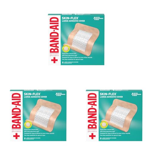 Band-Aid Brand Skin-Flex Adhesive Bandages for First Aid and Wound Care of Minor Cuts and Scrapes & Burns, Flexible Sterile Bandages for Fingers & Knees, Extra Large, All One Size, 7 ct