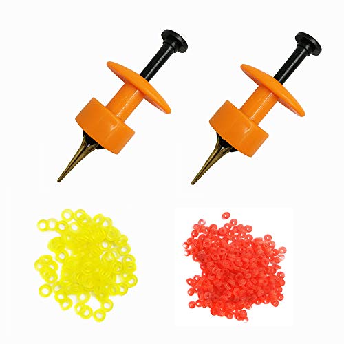 2X Pellet Bander Tool Micro Bait Bands Banding Match Coarse Fishing Terminal Tackle Set w/ 600 Bands(Orange)