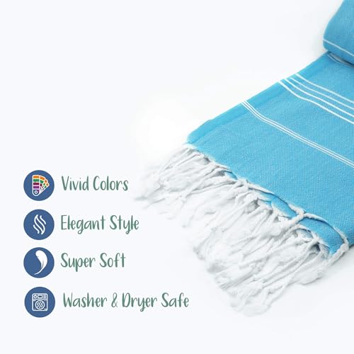 Turkish Beach Towel Oversized 38x71 100% Cotton Extra Large Sand Free Quick Dry Light Travel Towels for Adults Beach Accessories Gifts Essentials