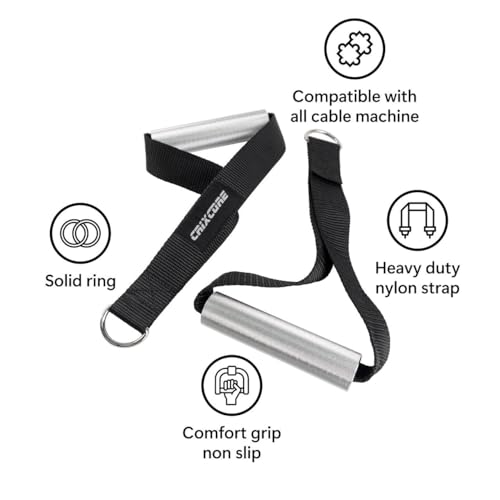 CRIXCORE Heavy Duty Exercise Handles - Metal Workout Handles for Cable Machine - Grip Handles for Gym Cable Machine Attachment, Resistance Bands & Triceps Workout Equipment, Home Gym LAT Pulldown