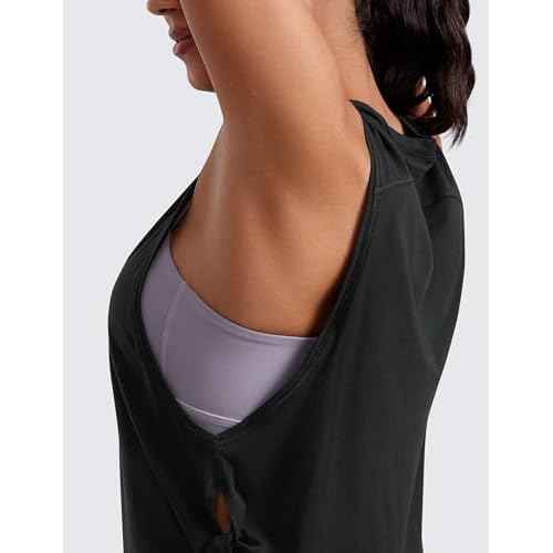 CRZ YOGA Pima Cotton Cropped Workout Tank Tops for Women - Sleeveless Sports Athletic Yoga Running Gym Crop Shirts
