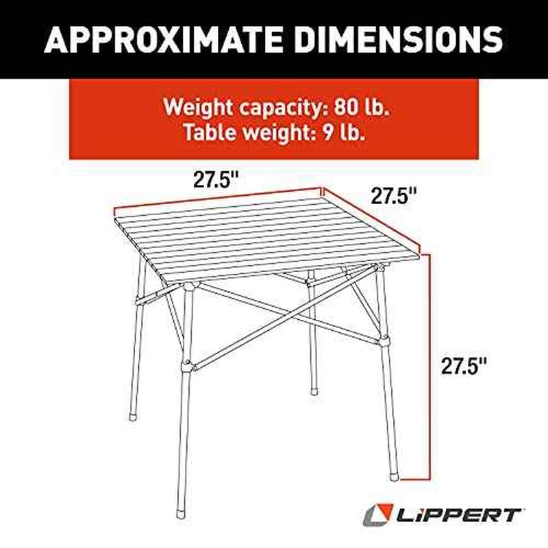 Lippert HD Hybrid Foldable Camp Table with Carry Bag White 27 1/2¡± x 27 1/2¡± x 27 1/2" (H x W x D),Hammer Grey