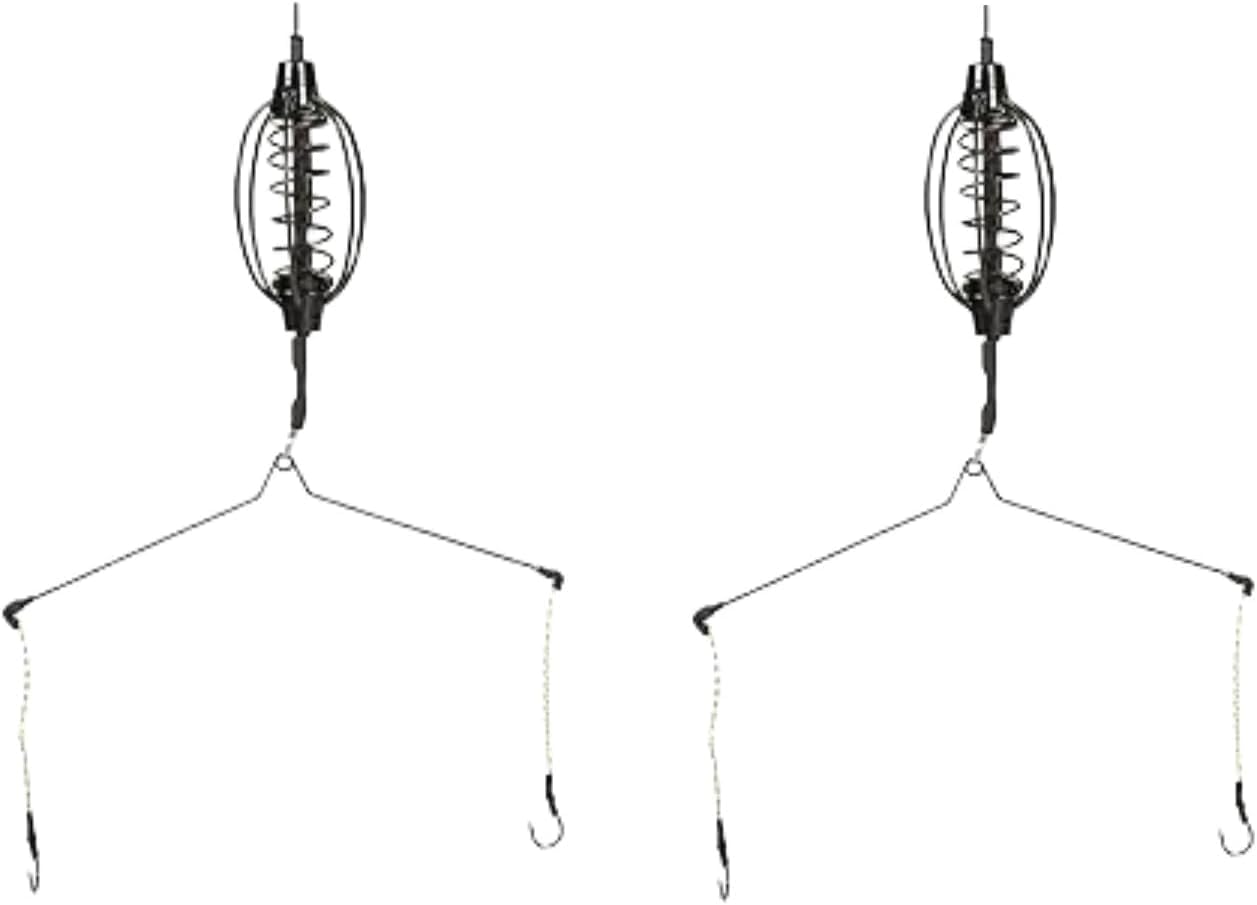 Galepromot 2Pcs Carp Fishing Feeder Baits Cage, Spring Fish with Holder, Inline Methods Tackle Baits Cage Hook Rigs Set Sinkers Feeder Tackle Fishing Sinkers