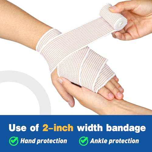 AZEN Premium 4 Pack Elastic Bandage Wrap (2x2", 2x3"), Compression Wrap Bandage for Legs, Ankle, Knee, Tummy, Body, Latex-Free, Lymphedema Wraps for Legs