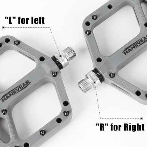 HANEVEAR Mountain Bike Pedals, Large Size MTB Pedals 9/16" Wide Platform Pedals, Lightweight Nylon Fiber Bicycle Pedals for BMX MTB Road Bikes