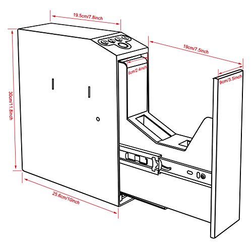 Biometric Slider Handgun Gun Safe for Nightstand, Desk, Bed Side,Truck - Auto Sliding Door Hand Gun Safe for Pistol -with Fingerprint, PIN Code, KEY Access