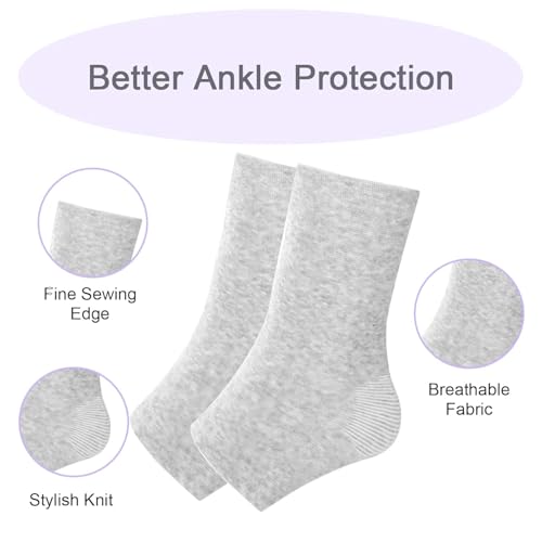MVVM 2 Pairs of One Compress Bamboo Foot Sleeves,Keep Warm Bamboo Ankle Socks Foot Sleeves, Suitable for Cold Protection Against Swelling and Sprains (Gray,One Size Fits All)