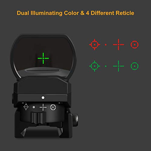 Feyachi Reflex Sight-Adjustable Reticle (4 Styles) Both Red and Green in one Sight, Grey