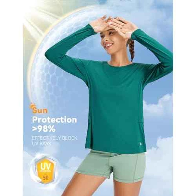 baleaf Women's Sun Shirt UV Protection Shirts Rash Guard Pockets SPF UPF 50+ Quick Dry Long Sleeve Clothing