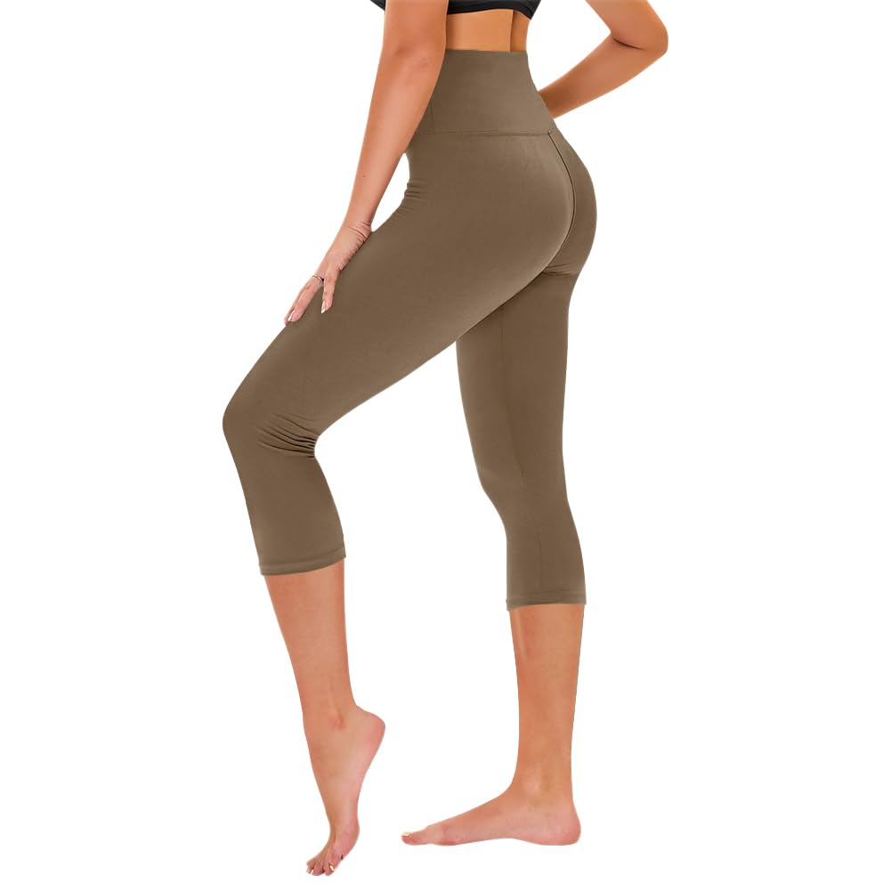 TNNZEET Capri Leggings for Women - Tummy Control Black Leggings with Pockets High Waisted Yoga Pants Workout Cycling Leggings