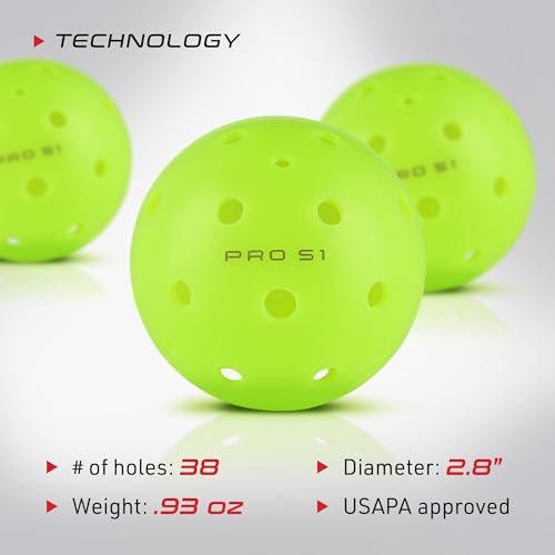 Selkirk Pro S1 Ball | Crack-Resistant | 38 Hole Outdoor Pickleball Balls | USAPA Approved Pickle Ball for Tournament Play | Advanced Aerodynamics | 100 Pack Pickleballs |