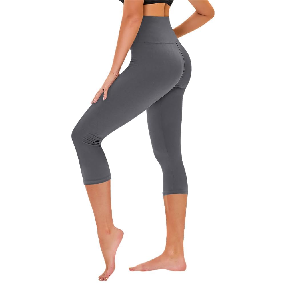 TNNZEET Capri Leggings for Women - Tummy Control Black Leggings with Pockets High Waisted Yoga Pants Workout Cycling Leggings