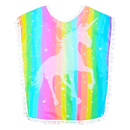 PASHOP Swim Cover Ups for Girls Terry Cover Up Swimwear Hoodie Zipper Cover-up (Rainbow Unicorn, 3-6 Years)