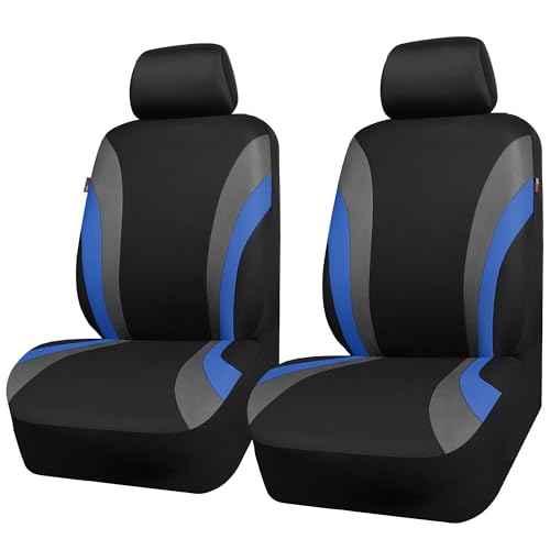 CAR PASS Line Rider Sporty Front Seat Covers, Blue Car Seat Covers Two Front Seats Only, Airbag Compatible,Universal Fit Sedans,Cars,Vans,SUV,Truck(Black and Blue)