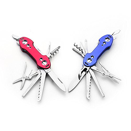 COMEBO 2 PCS Pack Stainless Steel Swiss Style Army Pocket Knife Multitools 12-in-1 Multi Function with Opener Screwdrivers Saw Scissors