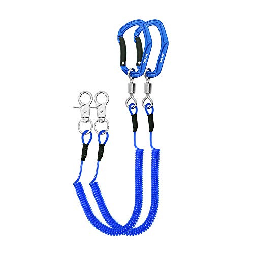 HERCULES M4 Heavy Duty Fishing Lanyard, Coiled Lanyard for Fishing, Rods, Pliers, Boating, Paddles, Kayak (Pack of 2 Blue, 5.9")