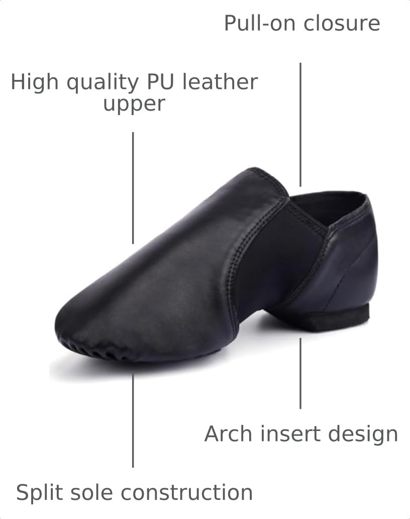 Linodes Unisex PU Leather Jazz Shoe EVA Sole Women/Men Dance Shoe-Black 7