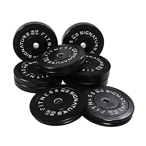 Signature Fitness 2" Olympic Bumper Plate Weight Plates with Steel Hub, 10LB Pair, Black