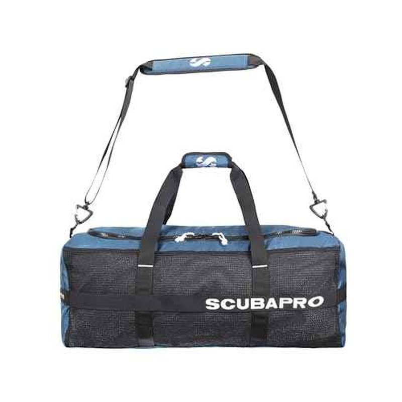 SCUBAPRO Sport 95 Mesh Dive Bag with Double Duffel Straps and Adjustable Shoulder Strap for Scuba Diving Gear, Denim Blue Color Fabric