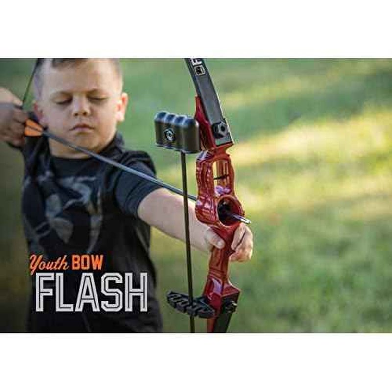 Bear Archery Flash Bow Set for Youth, Recommended Ages 11-14, Ambidextrous, Continuous Draw Weight Up to 18 lb., Continuous Draw Length Up to 24-inches