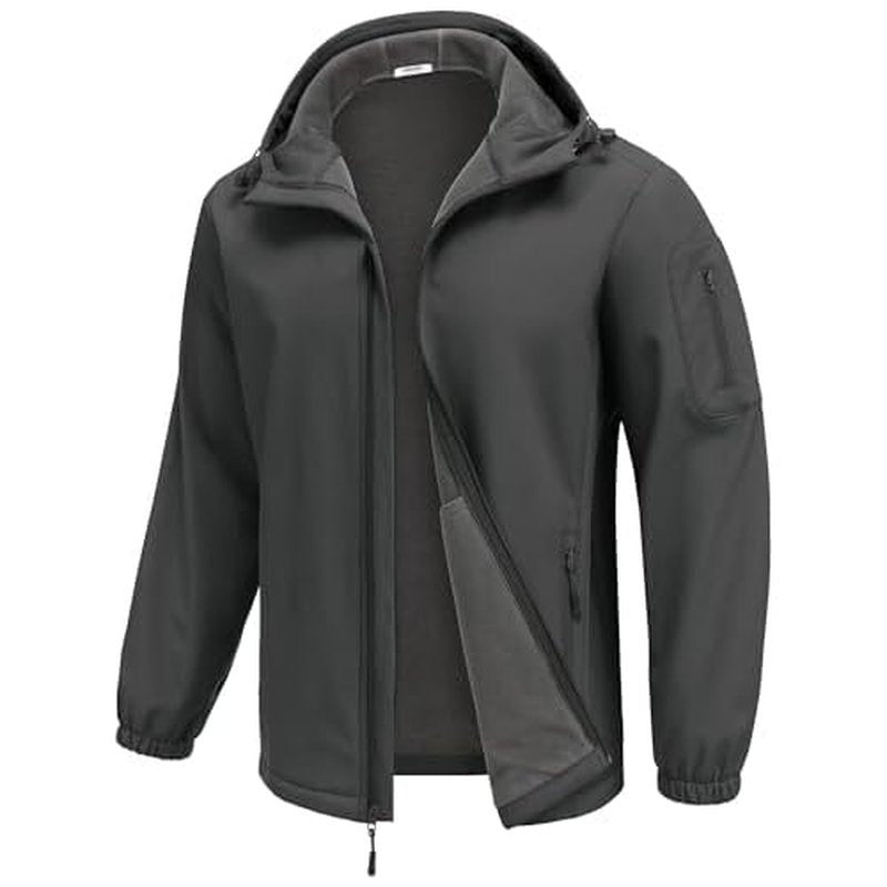 COOFANDY Men's Hooded Softshell Jacket Waterproof Fleece Lined Windbreaker Lightweight Outdoor Hiking Jacket