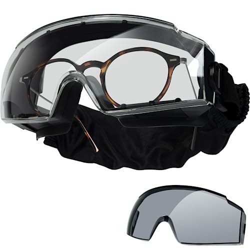 OneTigris Tactical Goggles Over Glasses, Anti Fog Tactical Eyeglasses, Safety OTG Goggles Protection with Interchangeable Len