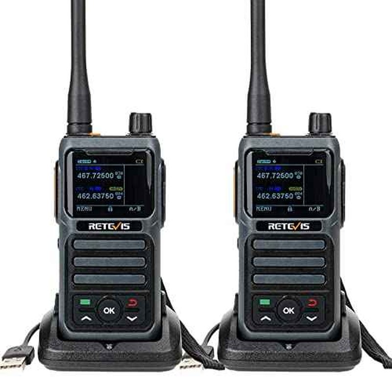 Retevis RB17P GMRS Handheld Radio, Rechargeable Long Range Walkie Talkies for Adults with SOS Siren, NOAA Weather Alert, 2200mAh Battery, GMRS Two Way Radio for Off-Roading, Camping (2 Pack)