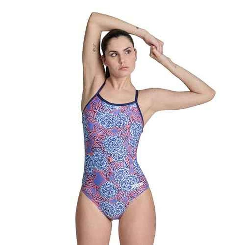 ARENA Womens Performance Women's Hydrangea Bouquet Team Print Light Drop Back Bathing Suit