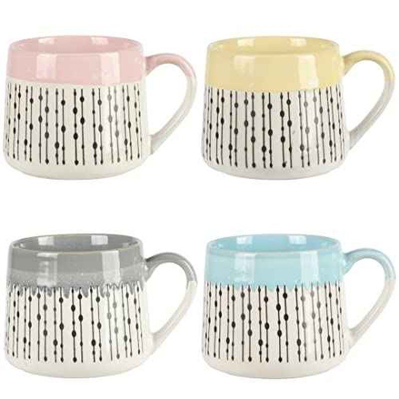 Gibson Home Morning Mist 15 OZ 4 Pack Belly Shaped Stoneware Mugs