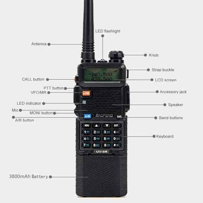 Baofeng UV-5R Dual Band Two Way Radio Handheld Ham Radio Long Range Walkie Talkies Pack of 6 for Hiking Camping Hunting Skiing Trip(Black) with 3800mAh Battery