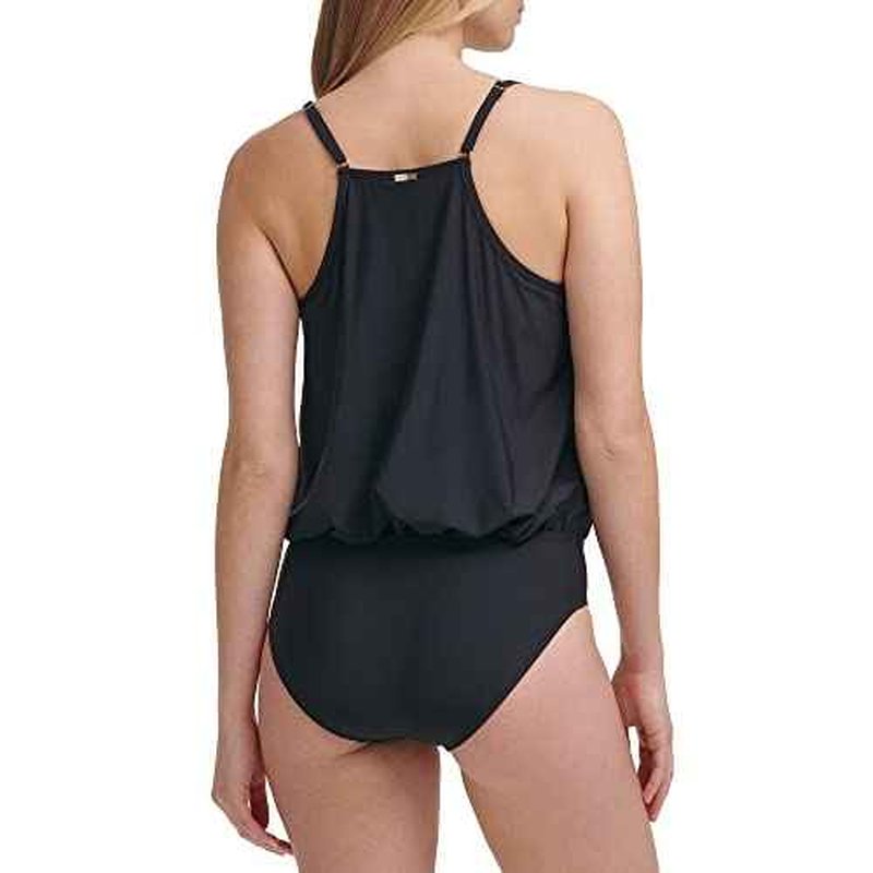 Calvin Klein Standard V-Neckline Blouson Wrap Shelf Bra One Piece Swimsuit