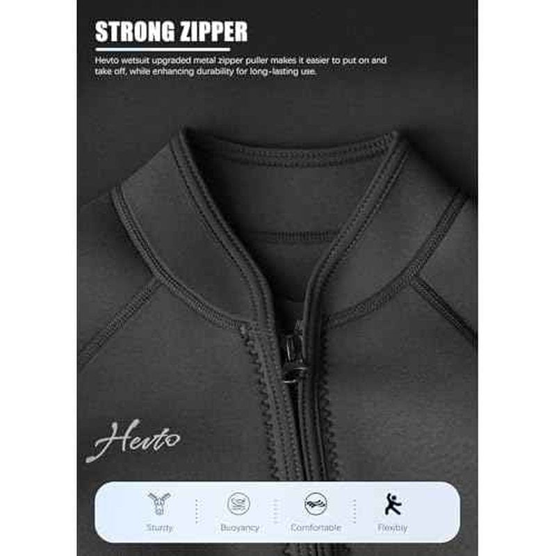 Hevto Wetsuits Men 3/2mm Neoprene Front Zip Shorty Full Wet Suit in Cold Water for Swimming Surfing Diving Keep Warm