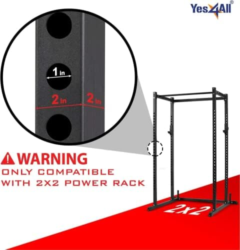 Yes4All Easy Barbell-Centering Roller J-Hooks for 2x2" Power Rack, 1,000 lbs Alloy Steel Barbell Holder Squat Rack Weight Cage Attachments