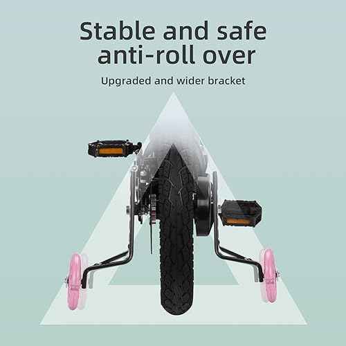 Training Wheels for Bike,Compatible for Bikes of 12/14/16/18/20 Inch,Flash Mute Wheel,1 Pair,PINK