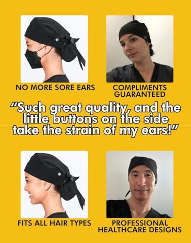 Scrub Caps for Women & Men - Ponytail Hat - Washable & Breathable Material - Surgical Cap for Nurses, Doctors, Vets (US, Alpha, One Size, Ponytail, Hipster Dogs)