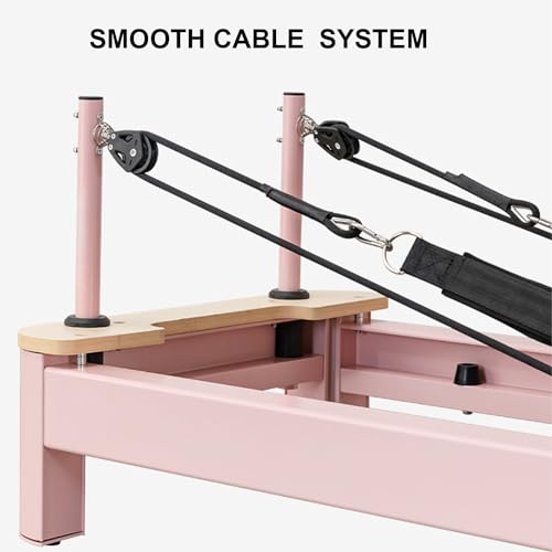 Pilates Reformer,Foldable Pilates Machine Equipment for Home and Studio Cardio Fitness Rebounder Suitable for Beginners and Intermediate Users (Pink)