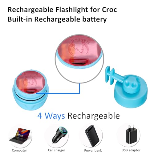 RAHAN Croc Lights for Shoes,2 PCS Croc Headlights,Light Up Charm Accessories for Adults Croc, Hands-Free Night Light, Camping Lights, IP65 Waterproof Light, Blue