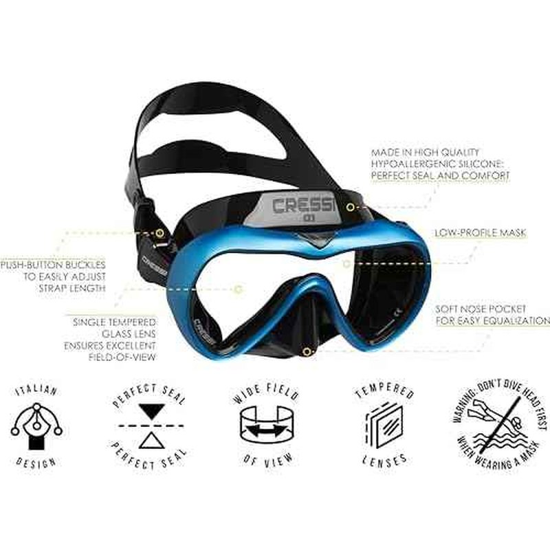 Cressi Anti-Fog Wide View Single Lens Scuba Diving and Freediving Masks A1