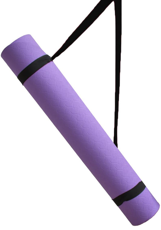 SINT Yoga Mat With Strap Included - Ultra Absorbent Exercise Mat - Non Slip Yoga Mat - Yoga Mat for Women - Wide Yoga Mat, Thick Texture for Stylish Support, (Purple)