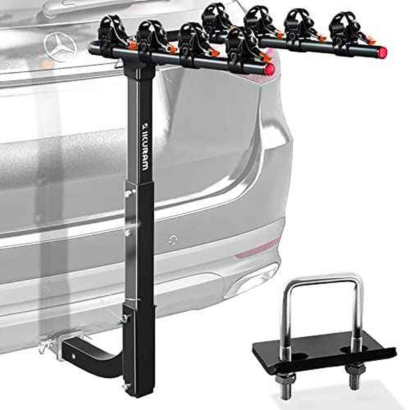 IKURAM R 4 Bike Rack Bicycle Carrier Racks Hitch Mount Double Foldable Rack for Cars, Trucks, SUV's and minivans with a 2" Hitch Receiver