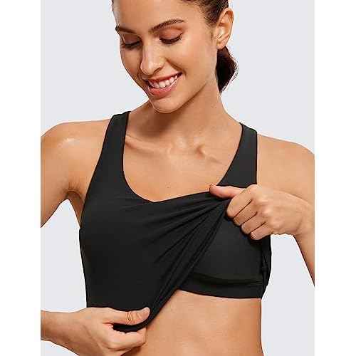 CRZ YOGA Butterluxe Womens V Neck Workout Tank Tops with Built in Bras - Sleeveless Padded Racerback Yoga Athletic Camisole