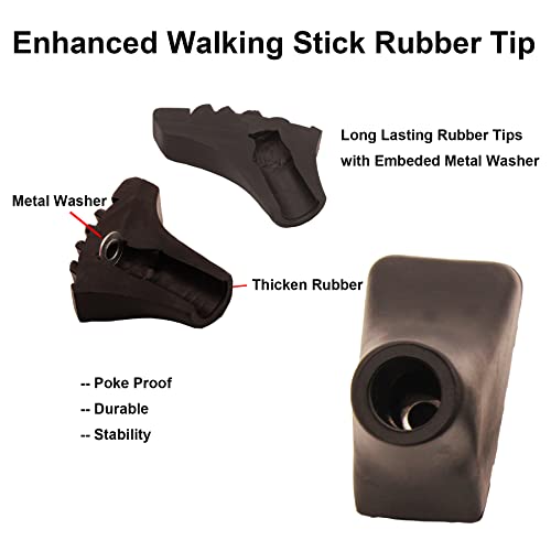 Trekking Poles Tips Set - Pack of 6 to 8 Replacement Rubber Trek Cane Tips Protectors Fit Most Walking Hiking Sticks - 11 mm Diameter by HAPLUSTAR