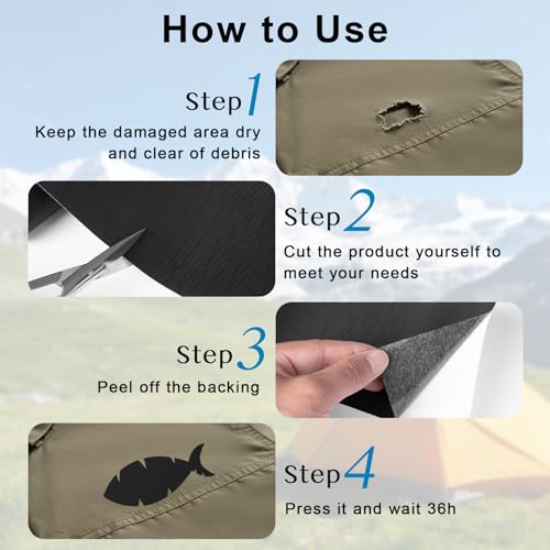 Oipiocy 2-Pack Black Nylon Patch Repair Kit 4 x 63 Inch Waterproof Fabric Tape