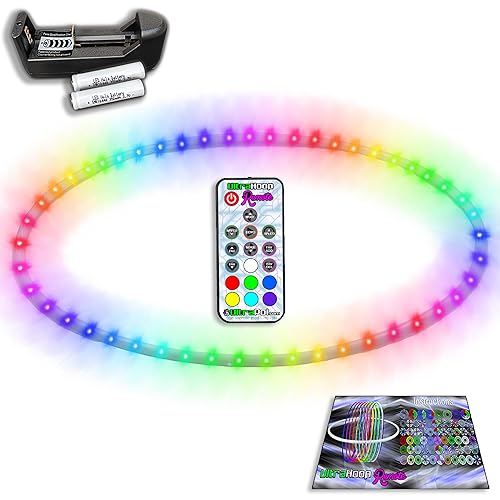 UltraHoop Remote LED Hoop - Wireless Control 60 Color Changing LED Lights w/ 300+ Modes & Patterns - Rechargeable Battery, HDPE Collapsible, Advanced to Beginner Hoola Hoops - 26” x 5/8" OD - UltraPoi