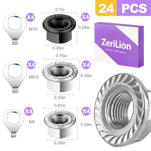 24 PCS Bike Axle Nut and Washer Kit - M8 M9.5 M10 Bicycle Replacement Parts - Mountain & Road Wheel Nuts Bolts Set - Universal Fit Bike Upgrades